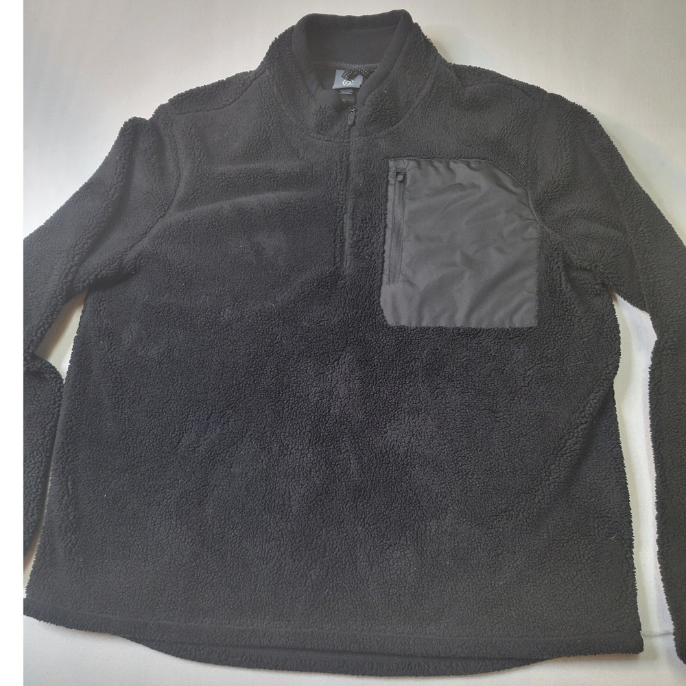 Champion C9 Mens XL Black Sherpa Fleece Quarter Zip Chest Pocket Jacket 2727